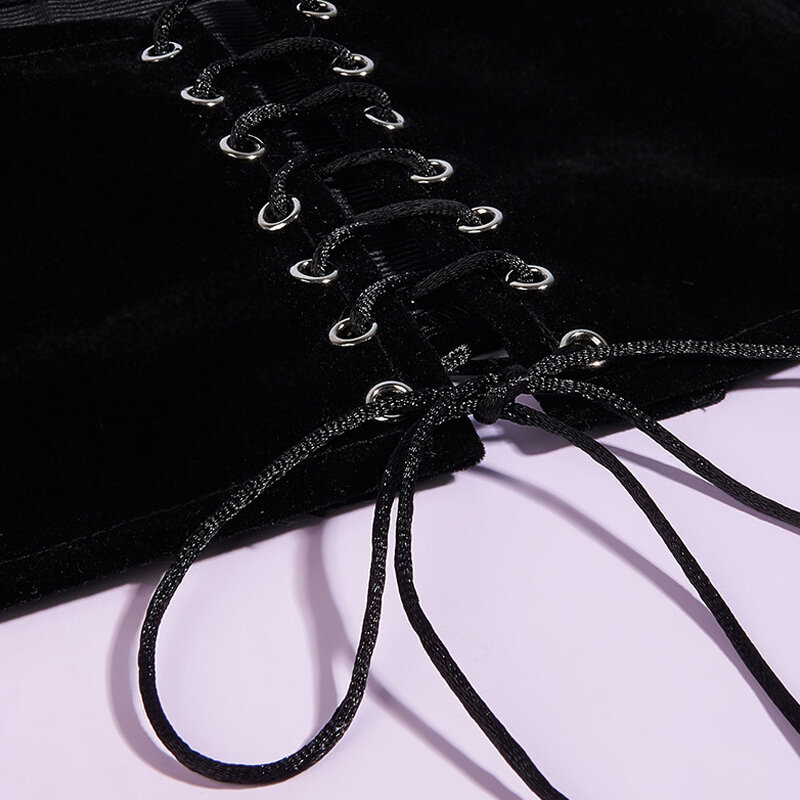 Винтажный бархатный корсет для женщин, облегающий бандажный пояс на шнуровке, подтяжки, боди-шейпер, майка, корсет под грудью, широкий пояс