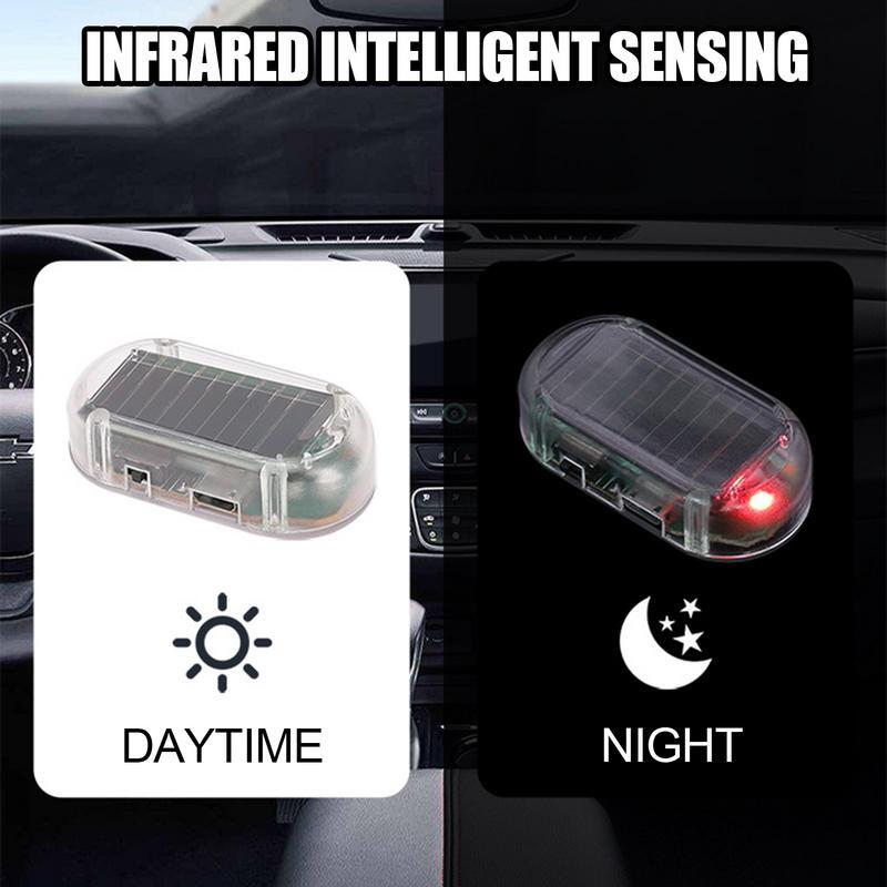 Dummy Alarm peringatan anti-maling LED tenaga surya lampu palsu mobil lampu keamanan Universal boneka Alarm mobil lampu Anti pencurian perangkat