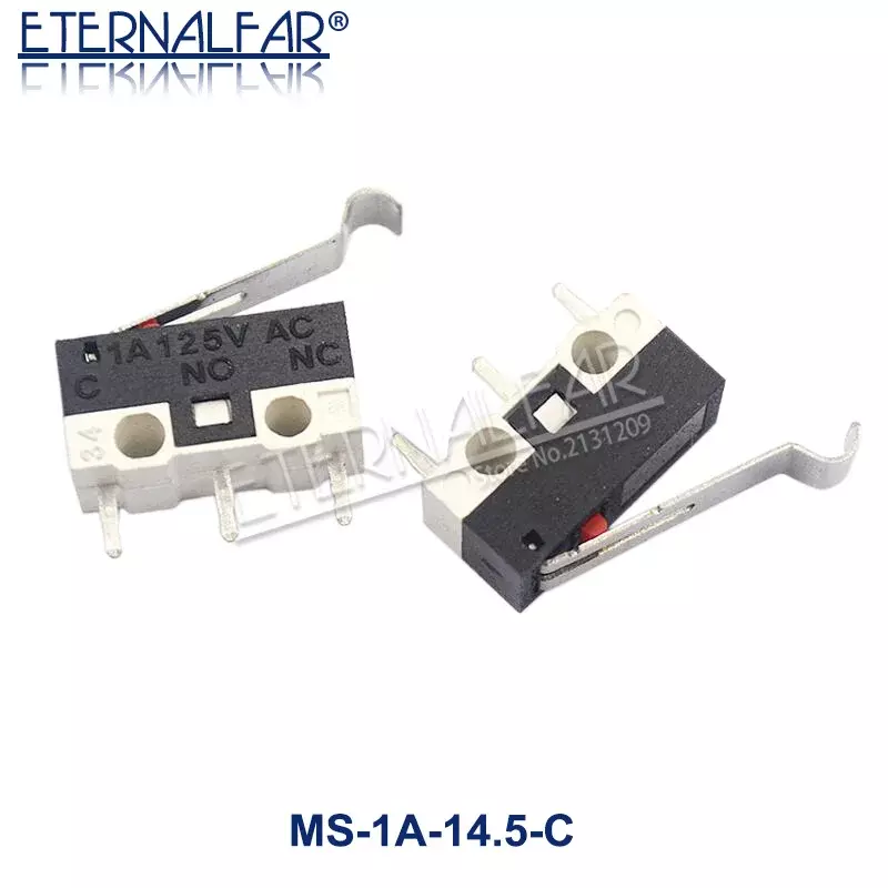 Micro interrupteur de fin de course à bouton poussoir momentané, interrupteur de souris, 1A, 125V AC, 3 broches, longue poignée, bras de levier à roulettes, SPDT, 12x6x6mm