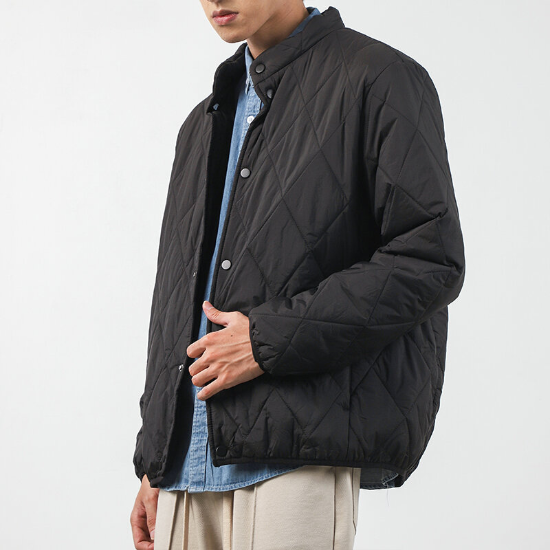 Мужская зимняя хлопковая куртка Dukeen Lingge, винтажная однотонная куртка, утепленная бейсбольная куртка с воротником-стойкой