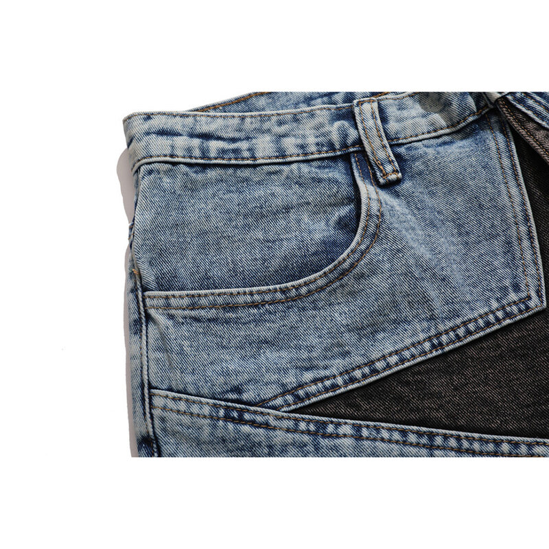 Celana Pendek Denim Harajuku Streetwear Celana Pendek Jeans Biru Hip Hop Ukuran Besar Patchwork Pria Baru 2022 Celana Pendek Longgar Kasual Musim Panas