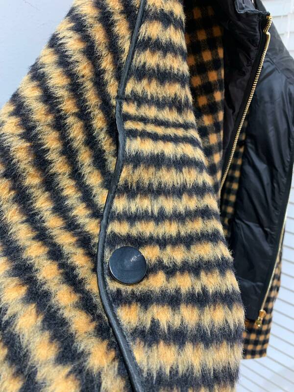 Retalhos femininos xadrez casaco de lã com capuz, roupas de outono e inverno, novo, 0218