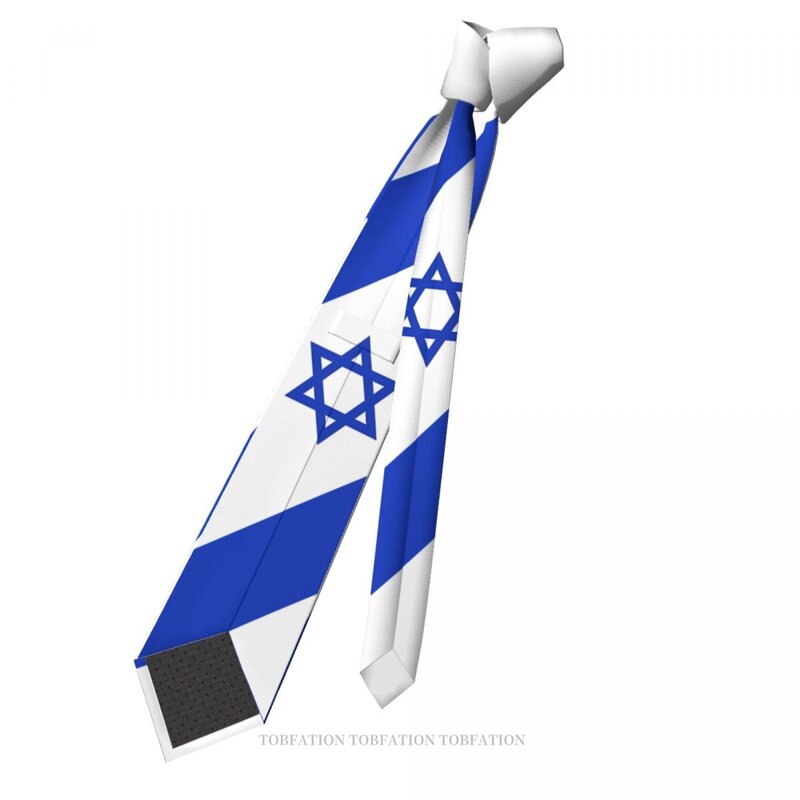 Clássico Israel Bandeira Impresso Gravata de Poliéster, Cosplay Party Acessório masculino, 8cm Largura