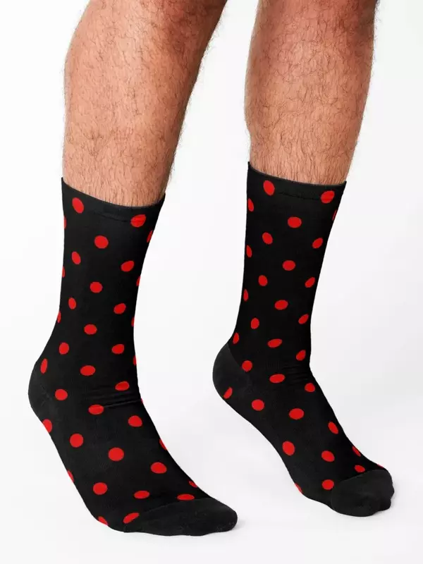 ถุงเท้าลายจุดสีแดงดำถุงเท้าตลกสำหรับผู้ชายถุงเท้าสำหรับผู้หญิงถุงเท้าสำหรับฤดูร้อน