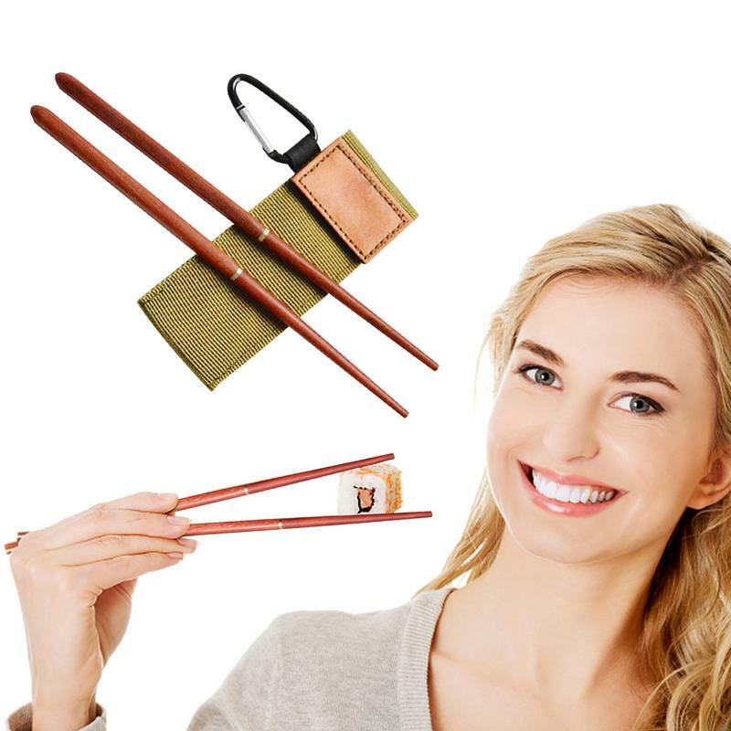 Collapsible Chopsticks Metal Reusable Chopsticks Folding Chopsticks Wooden Portable with Carry Bag Travel