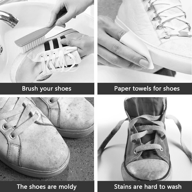 مناديل تلميع الأحذية المحمولة التي تستخدم لمرة واحدة ، أحذية بيضاء للعناية بالتنظيف ، أحذية رياضية ، 12 *