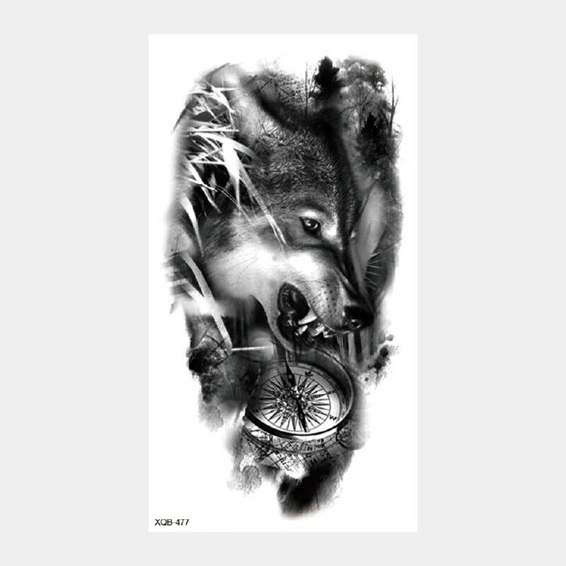 Oberen Arm Sleeve Tattoo Crown Lion Tiger Wolf Kopf Wasserdicht Temporäre Tätowierung Aufkleber Körper Kunst Gefälschte Tattoo Für Frauen Männer