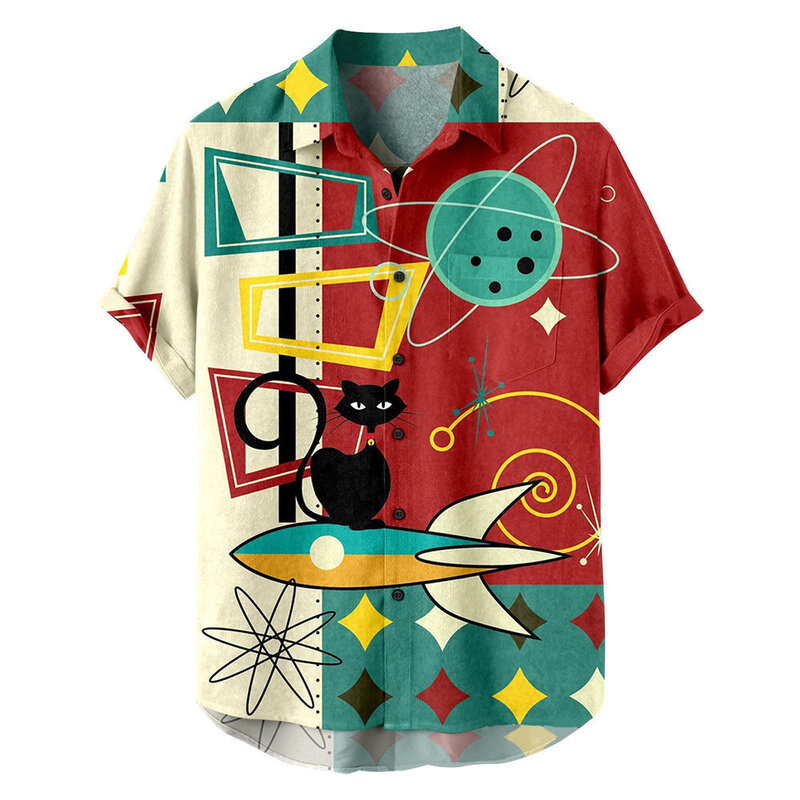 Camisa de manga corta con estampado Digital 3D para hombre, camisa informal a la moda de talla grande, novedad de verano