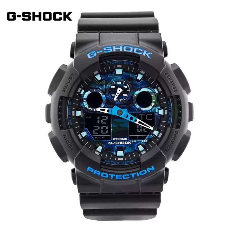 Мужские часы G-SHOCK GA100, новые повседневные Модные многофункциональные уличные спортивные противоударные светодиодные кварцевые мужские часы с двойным дисплеем