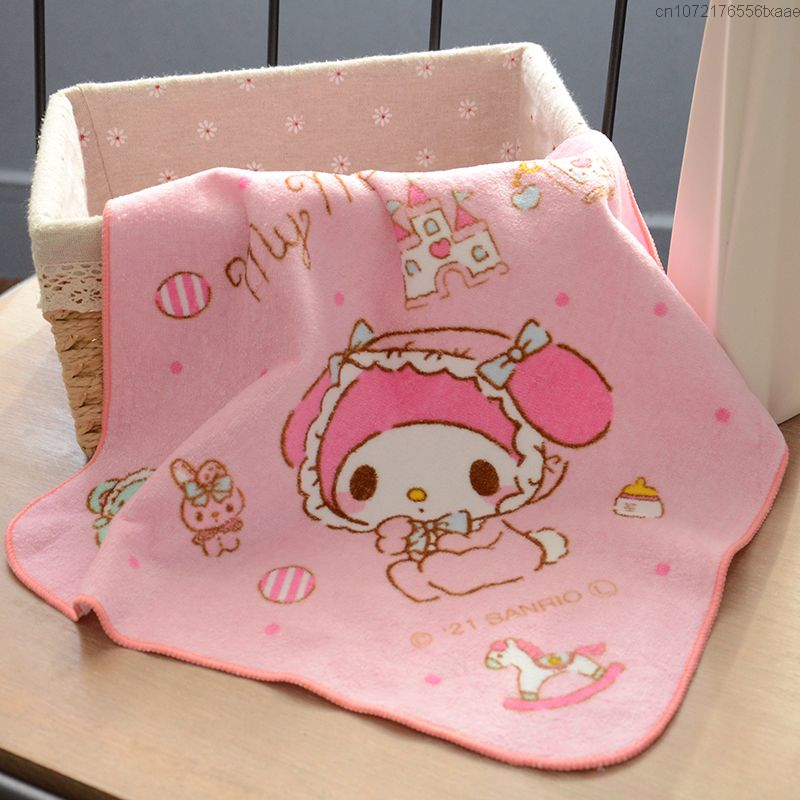 Sanrio Hello Kitty Cute Cotton Square Wipe Handkerchief Y2k Women Cartoon Wash Face Towel My Melody Soft And Absorbent Towel
