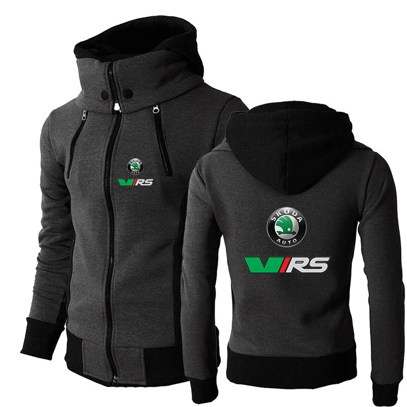 Skoda rs vrs motorsport grafico rally wrc racing neue männer dreifarbiger reiß verschluss hoodie hochwertiger bequemer einfacher mantel