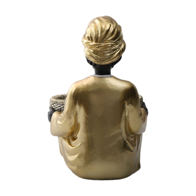 زينة التمثال مع سلة تخزين، زخرفة النحت التجريدي، مصنوعات من الراتنج