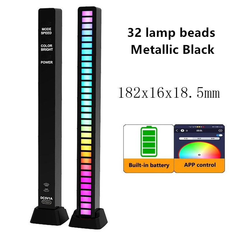 5 Stuks 16/32led Muziek Geluid Pick-Up Lamp Usb Rgb Stem App Controle Ritme Omgevingsverlichting Desktop Decora Verlichting