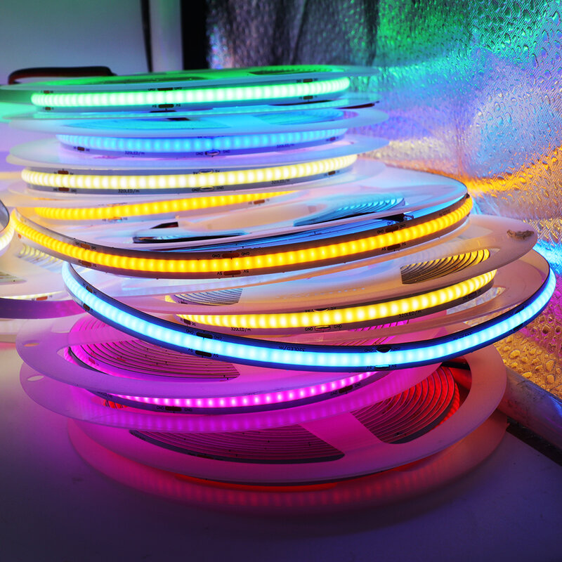 Tira de luces LED COB, cinta Flexible de 5V CC, USB, 320LED/M, Blanco/azul hielo/rosa/amarillo/rosa/rojo, lámpara de noche, retroiluminación de TV