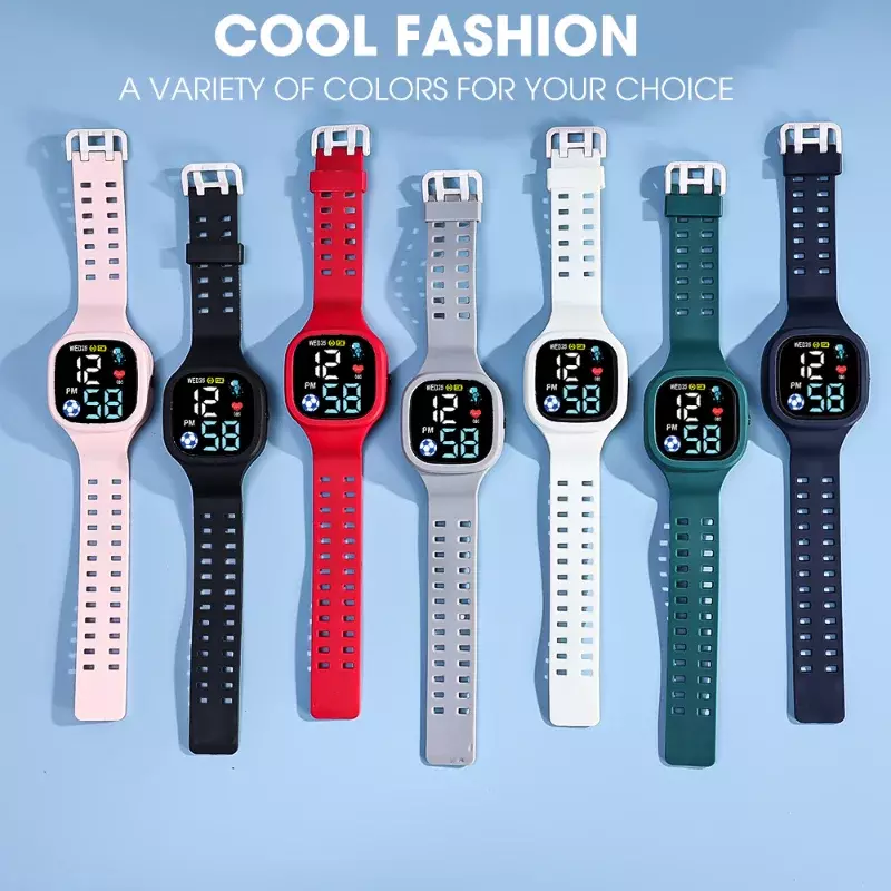นาฬิกาเด็กอัจฉริยะแฟชั่นสำหรับเด็กผู้หญิงนาฬิกาสปอร์ต LED ดิจิตอลกันน้ำนาฬิกาข้อมืออิเล็กทรอนิกส์อเนกประสงค์
