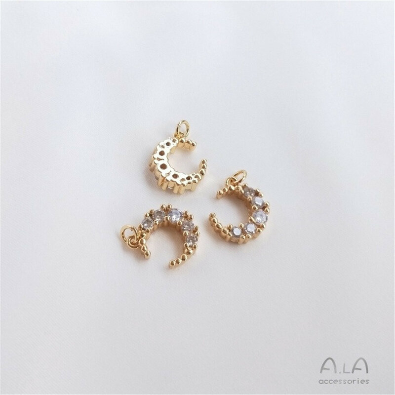 14K Gold-filled Micro Inlaid Zircon Moon Pendant Small Pendant DIY Handmade Necklace Bracelet Jewelry Accessories D055