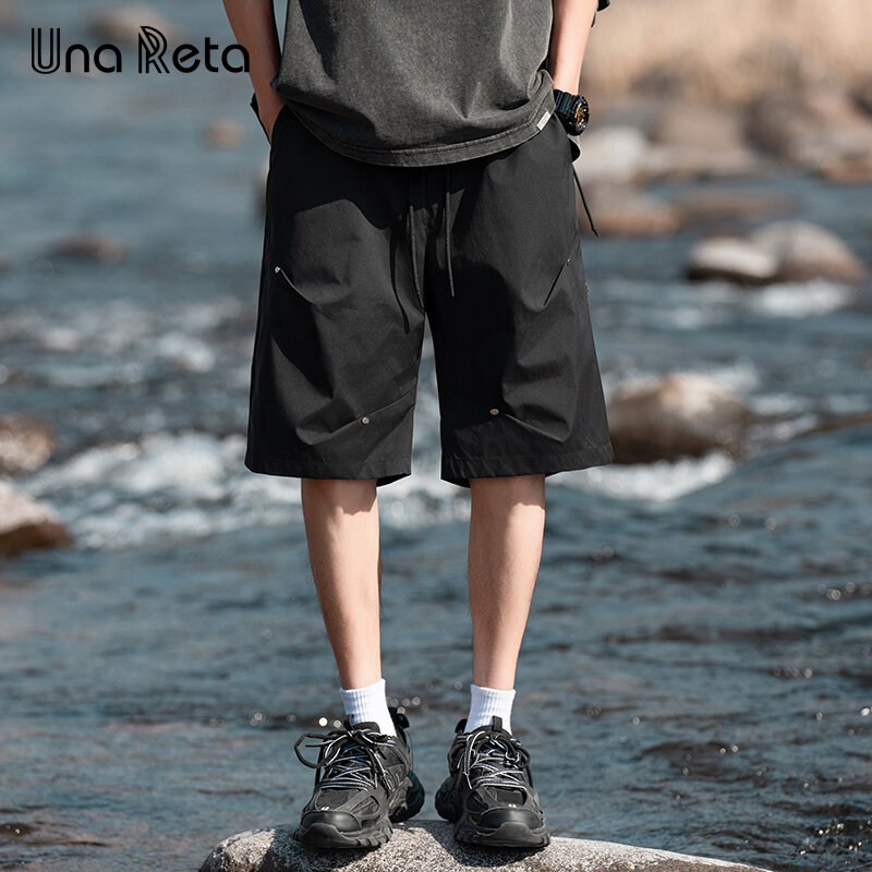 Шорты Una Reta мужские в стиле хип-хоп, летние свободные штаны с складками, парные, большие размеры, в стиле Харадзюку, 2024