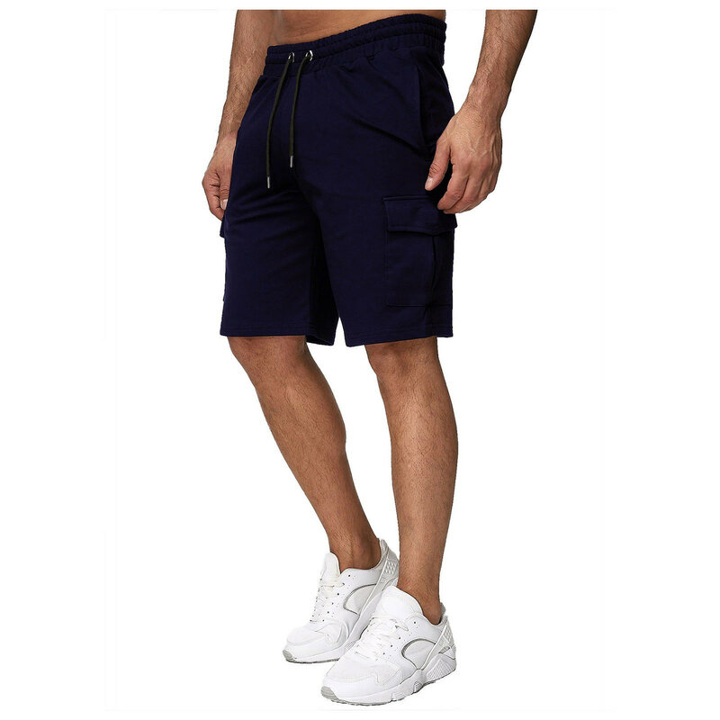 Pantalones cortos deportivos para hombre, Shorts ligeros y finos para correr en cuclillas, Fitness, con cordón, talla grande, Color sólido, verano 2024