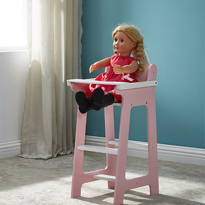 Chaise haute en bois pour poupée américaine, meubles pour fille, jouet de jeu, 18 pouces