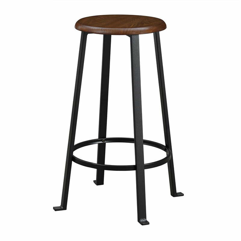 Круглый металлический набор для паба из 3 предметов, деревянный барный стол с двумя стульями, темное красное дерево