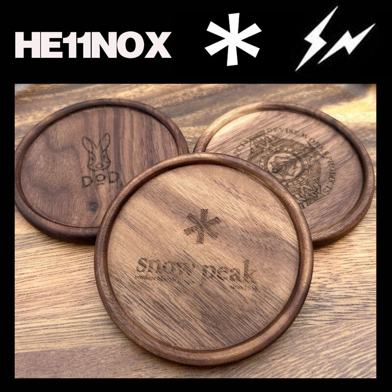 SNOW Outdoor Picnic Camping Walnut Insulated Solid Wood Coaster