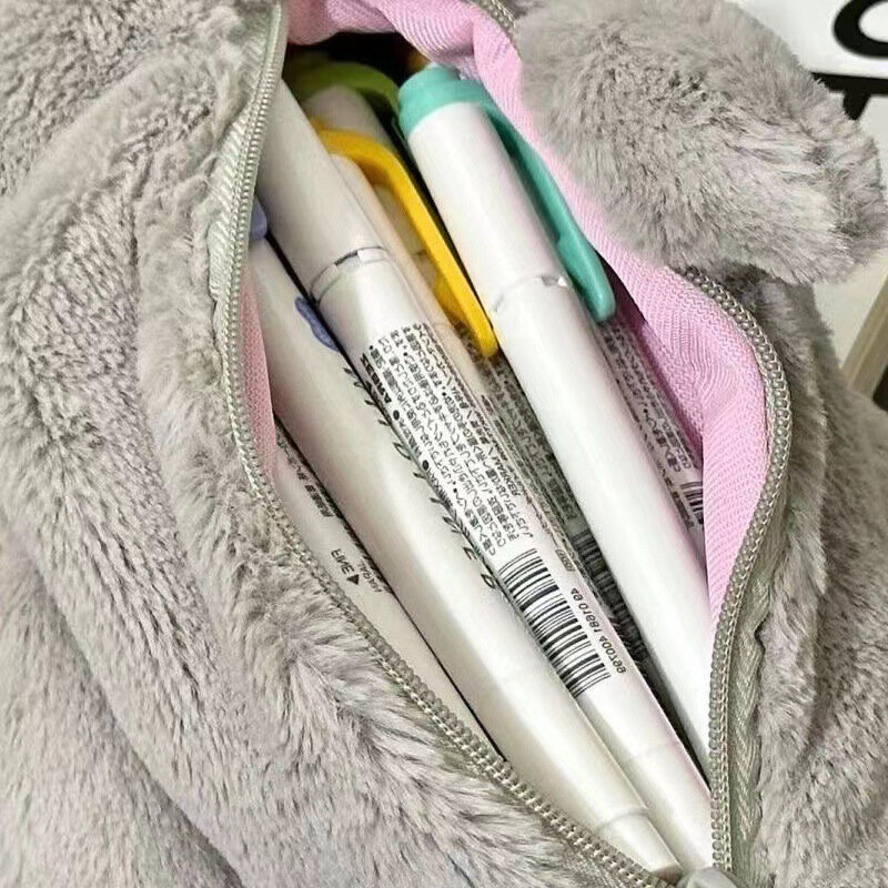 Trousse à crayons requin en peluche pour étudiants, sac de rangement, sac à stylos Kawaii, fournitures scolaires, mignon, beurre, retour à l'école