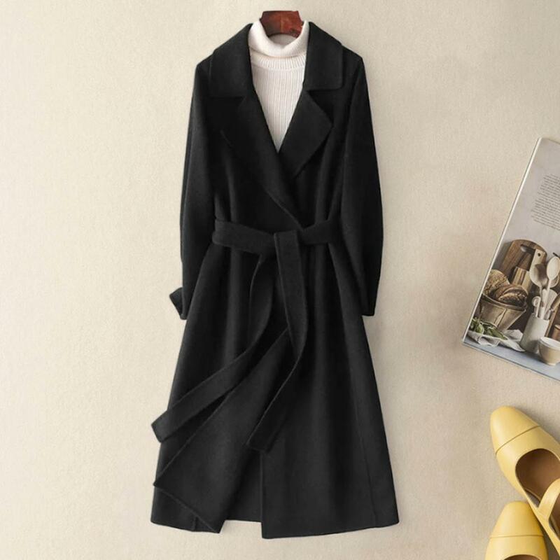 Damen Thermo jacke schicke Damen Woll mäntel Slim Fit Revers Mantel mit Gürtel elegante koreanische Mode jacke für den Herbst Winter