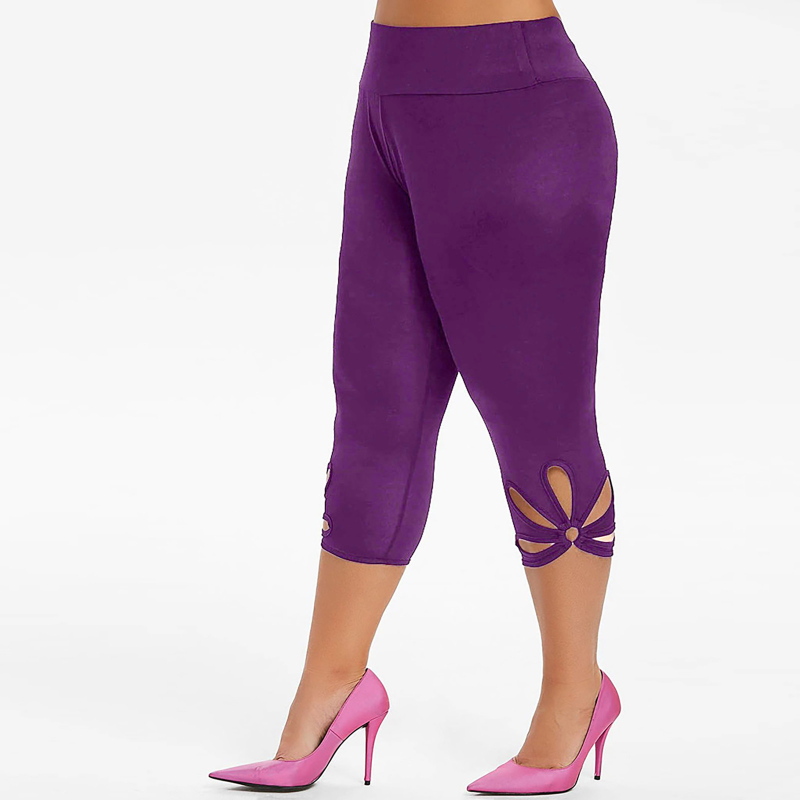 Celana Legging wanita, pakaian musim panas ukuran besar Legging elastis pinggang tinggi Solid berongga kasual Fitness Yoga