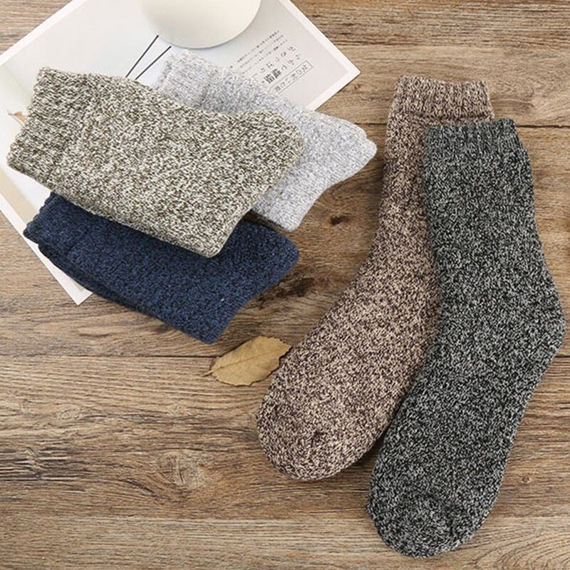 5 paires de chaussettes thermiques épaisses de haute qualité contre le froid pour homme, tenue au chaud en hiver, chaussettes Harajuku décontractées antigel