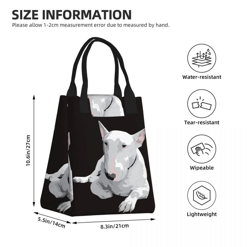 English Bull Terrier Isolated Lunch Tote Bag, portátil, refrigerador, térmico, recipiente de alimento, Tote para mulheres, crianças