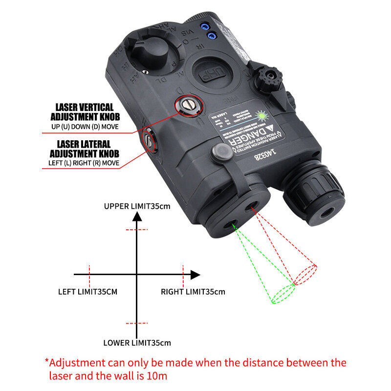 Wadsn-indicador laser tático para airsoft, uhp, um peq 15, peq-15, la5c, ponto vermelho, verde, azul, led, ar15, trilho 20mm