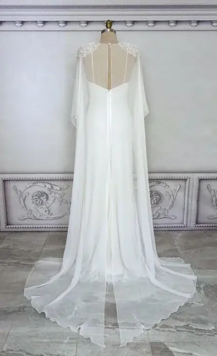 Selendang Pembungkus Pernikahan Sifon untuk Pengantin Wanita Jaket Putih Bolero Pengantin Gading