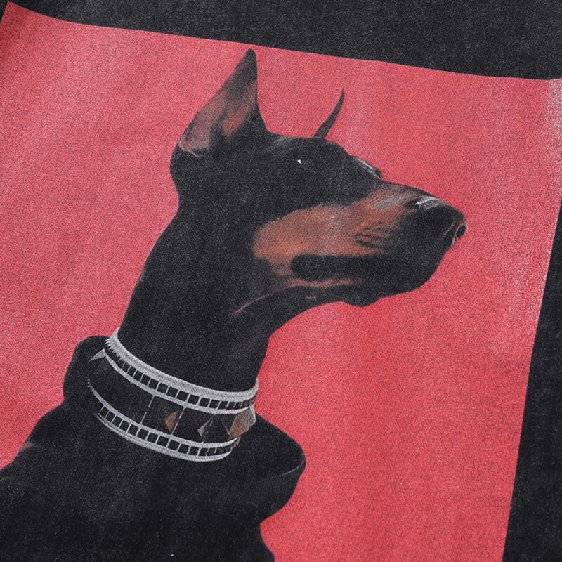 Camisetas holgadas de algodón con estampado de perro para hombre y mujer, Tops de talla grande, ropa Grunge gótica estética, ropa de calle de verano