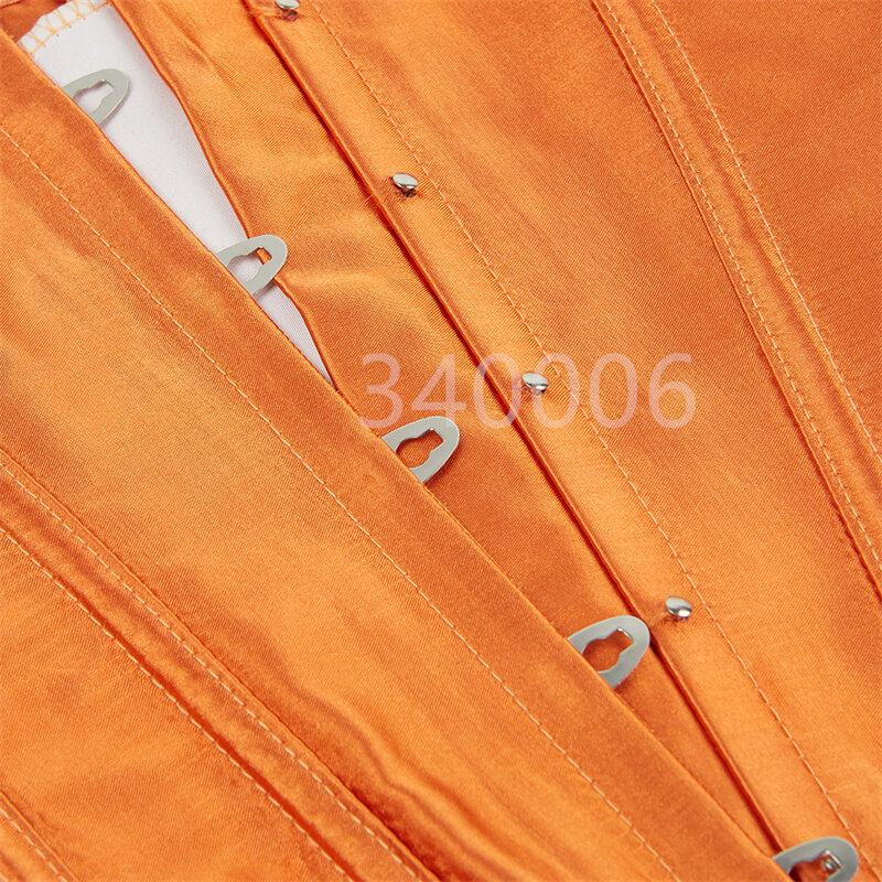 Caudatus Corset Top Bustier For Women Overbust Satin Sexy Lace Up Corselet Brocade Vintage Style Korsett Plus Size Orange