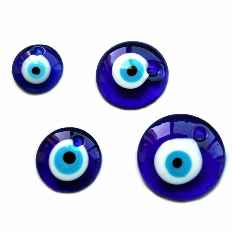 25/30/40/60MM pesona mata jahat perhiasan aksesoris Lucky klasik mata biru liontin bulat Unisex Beruntung mata biru pasangan kalung