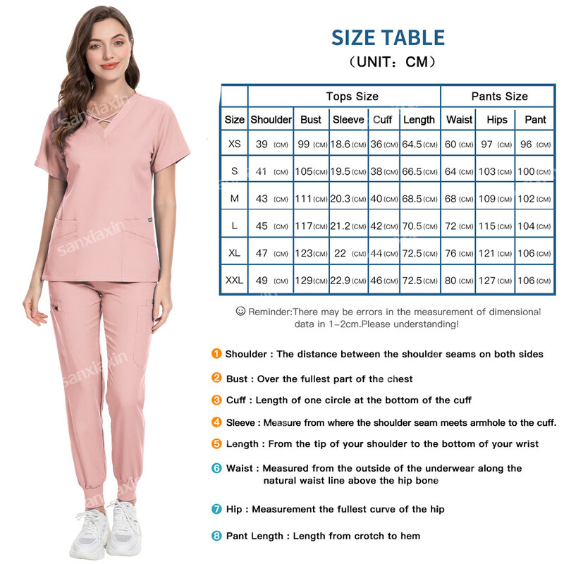 Uniforme médical pour infirmière d'été, uniformes de mode pour femmes, tissu commandé, ensemble à manches courtes, vêtements de ScrdecentrClothes, haut et pantalon d'infirmière