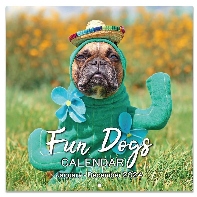 Ежемесячный настенный календарь Fun Dog 2024, Забавный бумажный календарь для дома, гостиной, спальни, новогодний декор