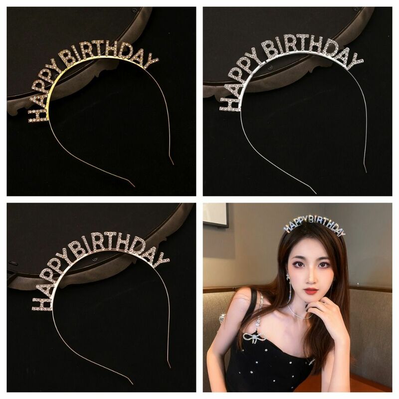 Weiblicher Schmuck Geburtstag Königin Stirnband elegante Geburtstags geschenk Brief Geburtstag Haar Reifen Haarband Kristall Diamant Krone weiblich