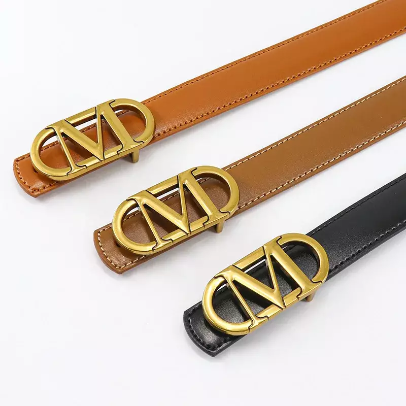 Cinturón de cuero genuino para mujer, hebilla de Metal, alta calidad, tendencia, moda femenina, diseñador de lujo, nuevo