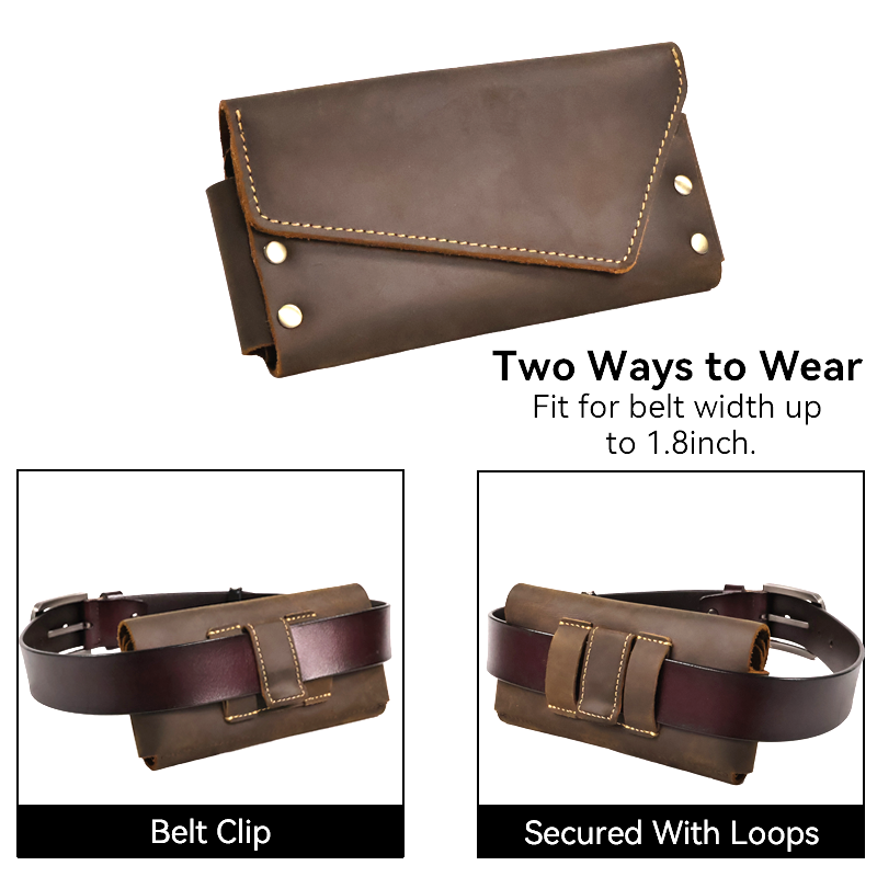 RIYAO-Étui de téléphone à rabat vintage en cuir véritable pour hommes, sac de taille à pince de ceinture, sac à main de voyage en plein air