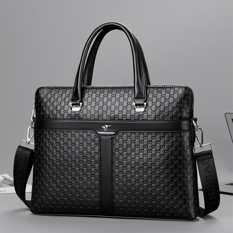 Высококачественный деловой мужской портфель, модная кожаная сумка, вместительная сумка-мессенджер через плечо, Офисная мужская сумка для ноутбука