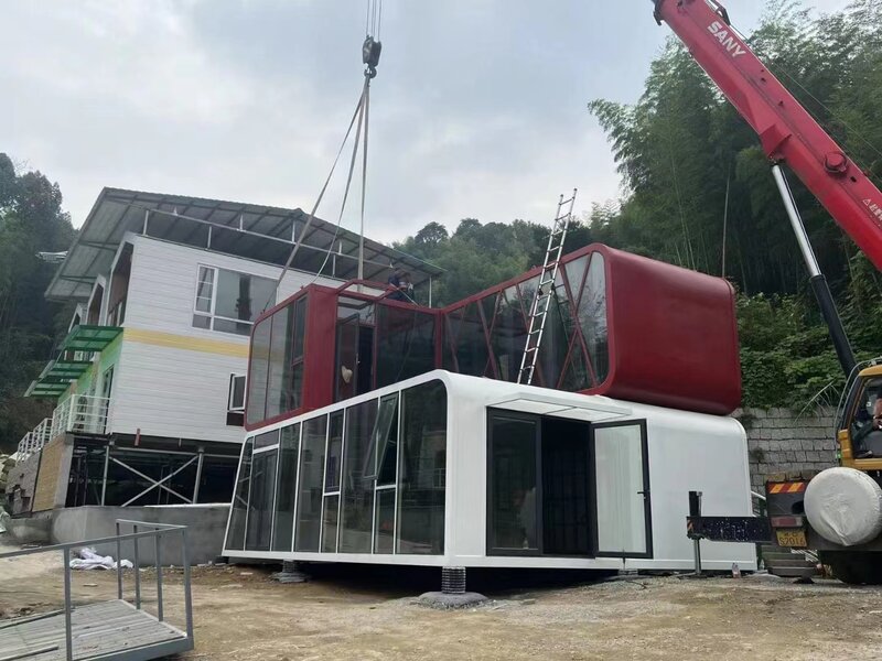 Factory built space capsule cabin container house, Movable prefab cabin home building modular