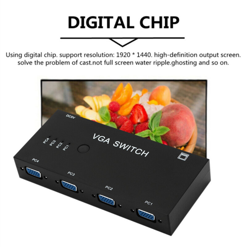 Vga Switch 4 In 1 Out Vga Video Switcher Converter Box Hd Signaal Versterker Booster Splitter Adapter Voor Pc Monitor projector