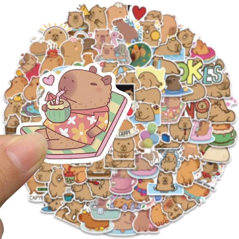 50/100pcs plump Capybara Cartoon Cute Brown Animals Stickers For Kid Laptop Water Bottle Luggage Stationery Scrapbook Sticker