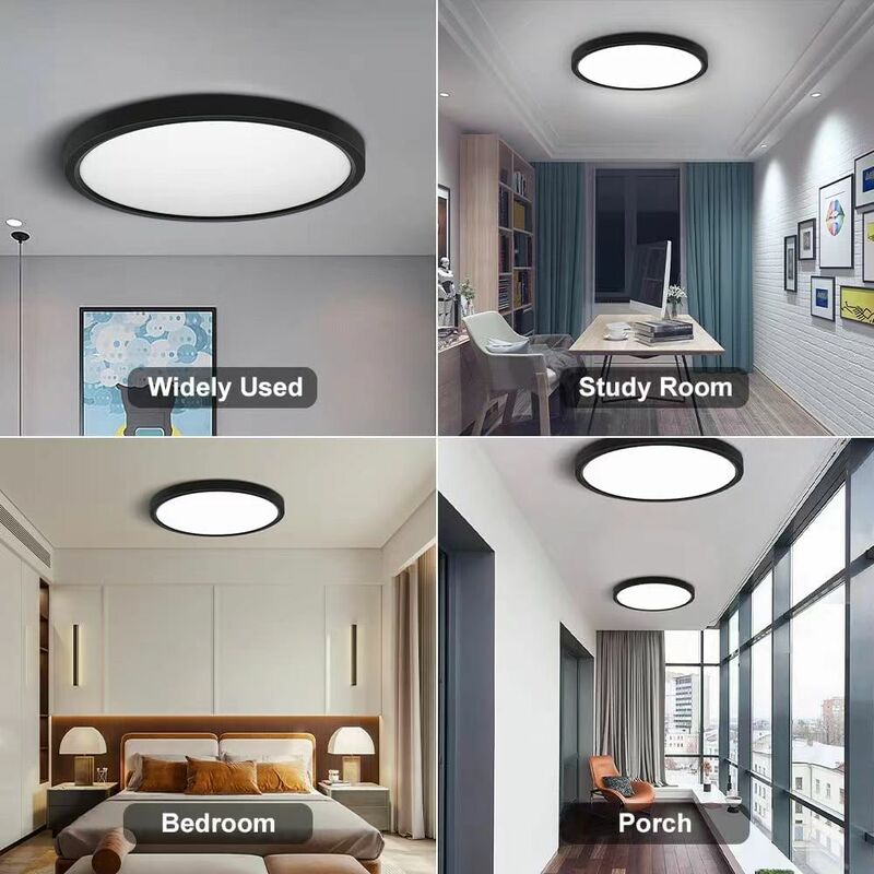 Lampu LED langit-langit bulat ultra tipis, lampu 3 warna CCT kendali jarak jauh dapat diredupkan ruang tamu kamar tidur dapur pencahayaan rumah dalam ruangan