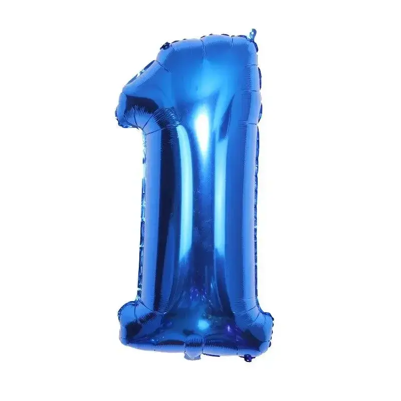 Balon Foil angka biru 32 inci Digital 0 hingga 9 balon Helium dekorasi pesta ulang tahun balon udara tiup perlengkapan pernikahan