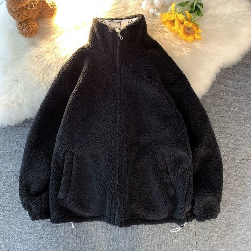 Abrigo de plumón informal para hombre, chaqueta acolchada de algodón Y2k, parka de lana de cordero, Color sólido, Otoño e Invierno