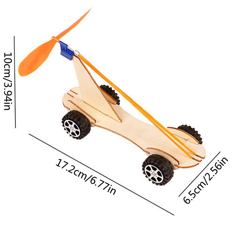 Karet gelang daya mobil DIY, kit percobaan sains menyenangkan proyek sekolah mainan pendidikan anak kayu buatan tangan angin mobil