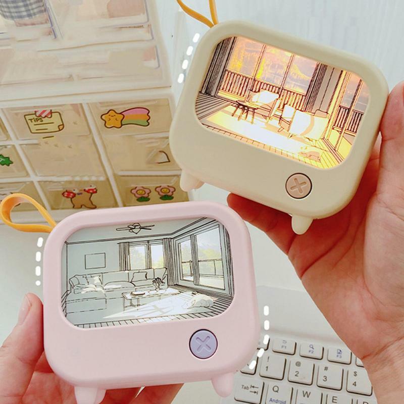 TV Painting LED Night Light USB Rechargeable Lamp Cute Table Lamp Bedside Desktop Ornament Home Decor Birthday Gift For Kids