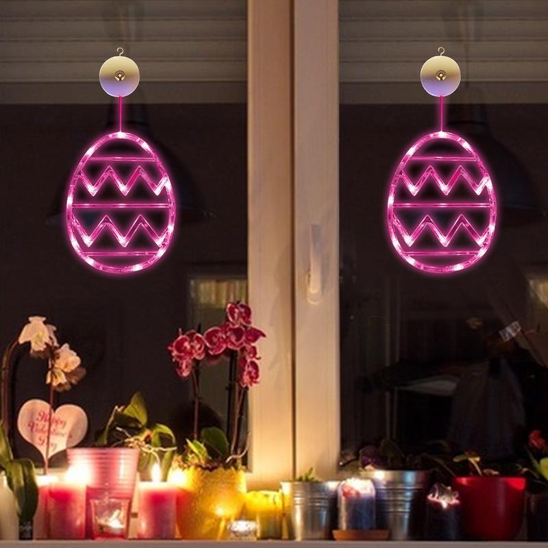 Luces LED para ventana de Pascua, guirnalda de luces de colores, funciona con pilas, para interior
